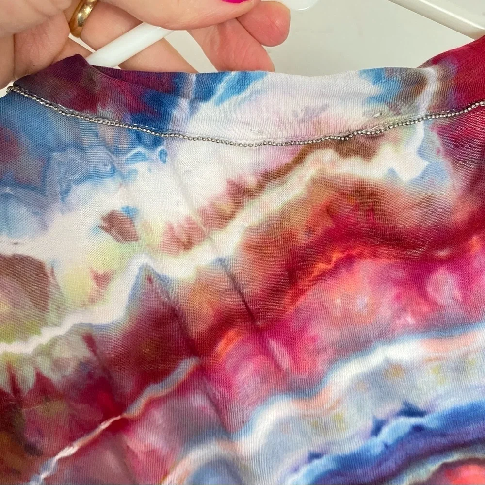 Brunello Cucinelli Long Muscle Tee Shirt Womens Size Small Custom Tie Dye Geode - Picture 10 of 12